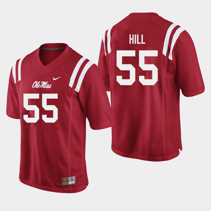 KD Hill Ole Miss Rebels NCAA Men's Red #55 Stitched Limited College Football Jersey OOP8558DL